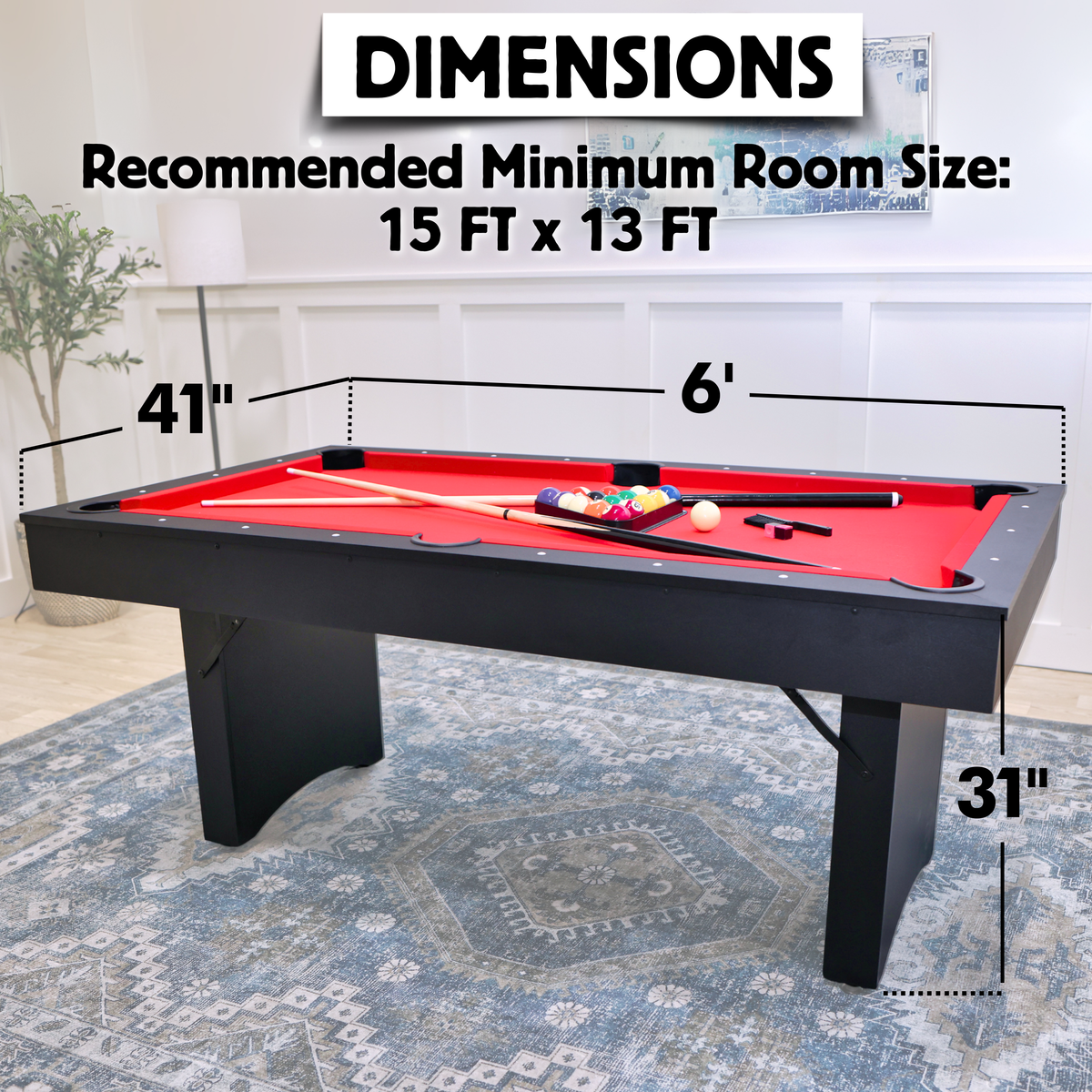 Red 6' Portable Ashford Pool Table