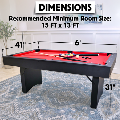Red 6' Portable Ashford Pool Table