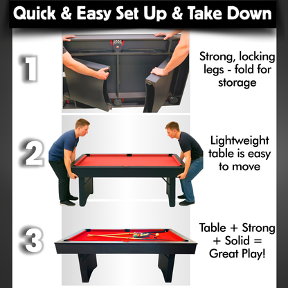 Red 6' Portable Ashford Pool Table