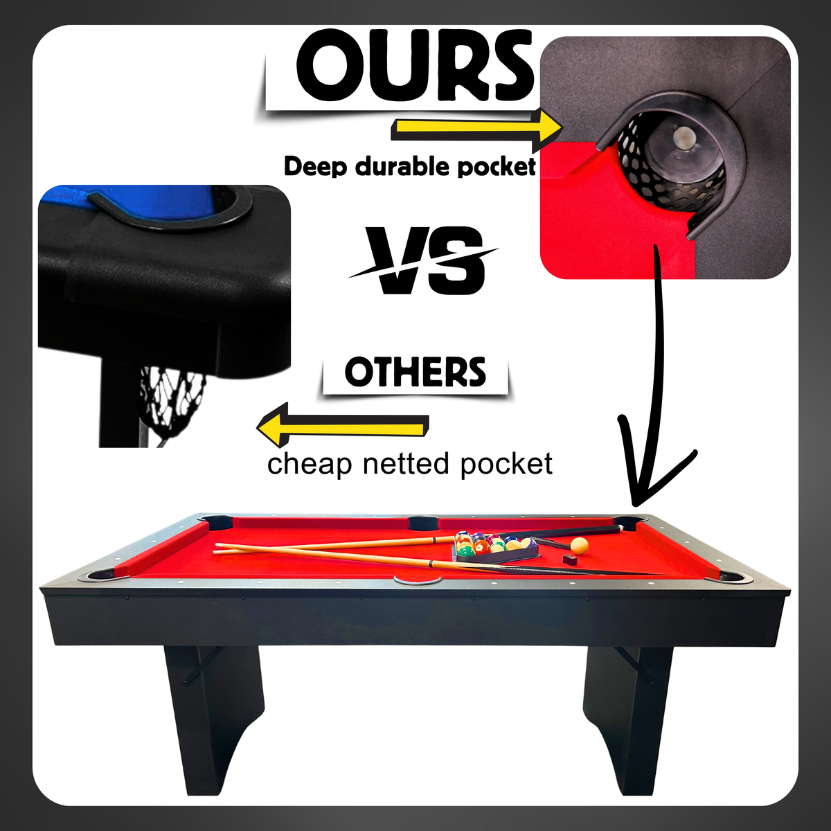 Red 6' Portable Ashford Pool Table