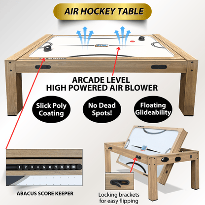 Natural Oak “The Transformer” 7’ 4 in 1 Multi-Game Table