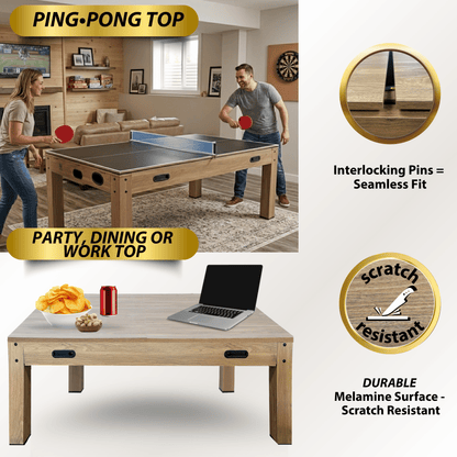Natural Oak “The Transformer” 7’ 4 in 1 Multi-Game Table