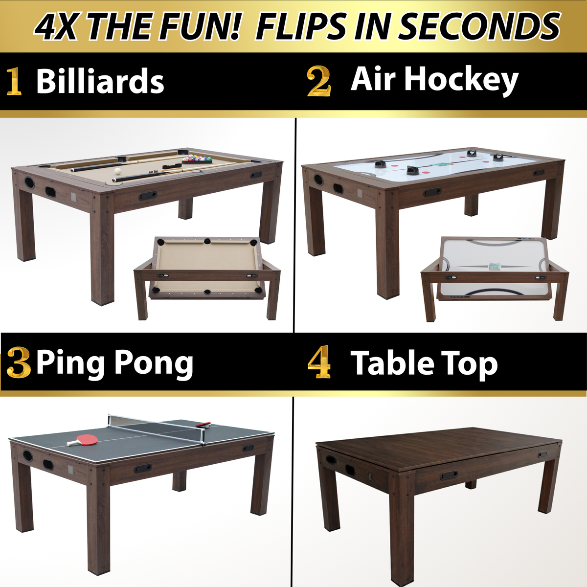 Espresso “The Transformer” 7’ 4 in 1 Multi-Game Table
