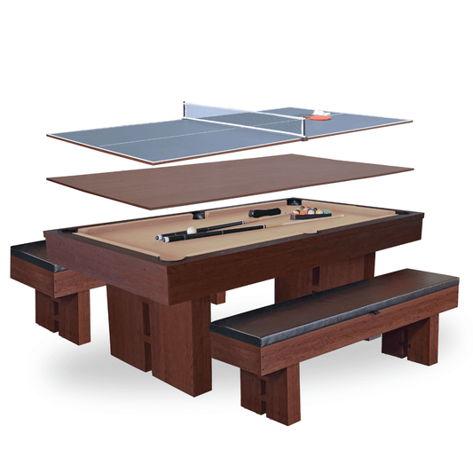 "The Westwood" 7' Multi-Game Table With Benches