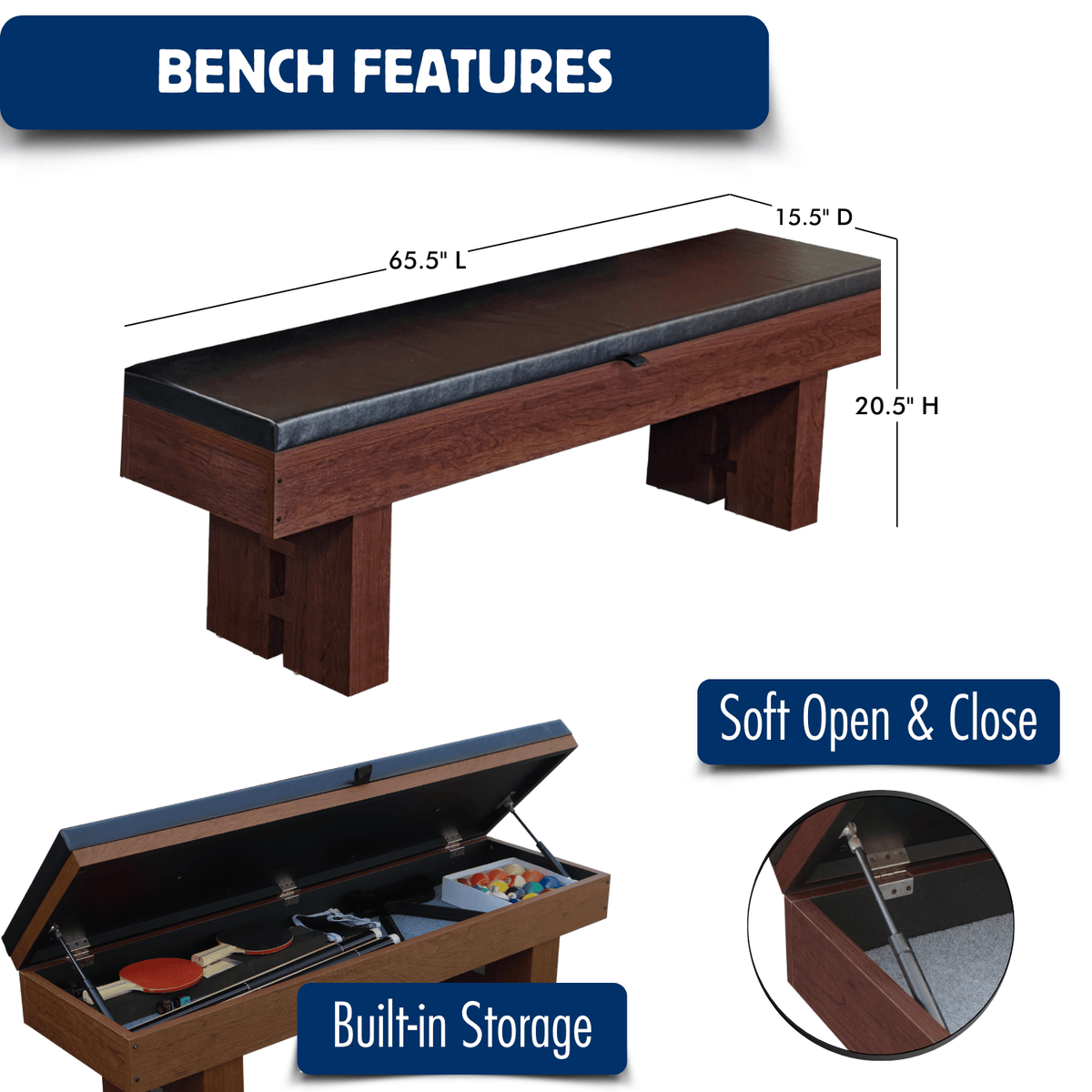 "The Westwood" 7' Multi-Game Table With Benches