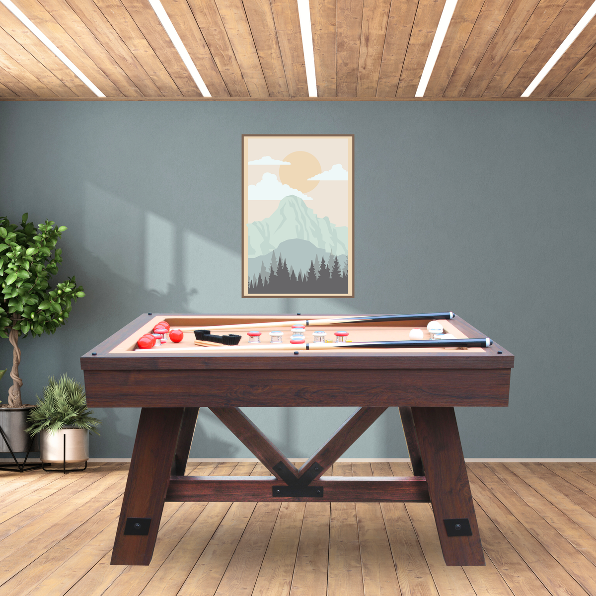 Espresso "Baddah Bing" 54" Bumper Pool Table With Top