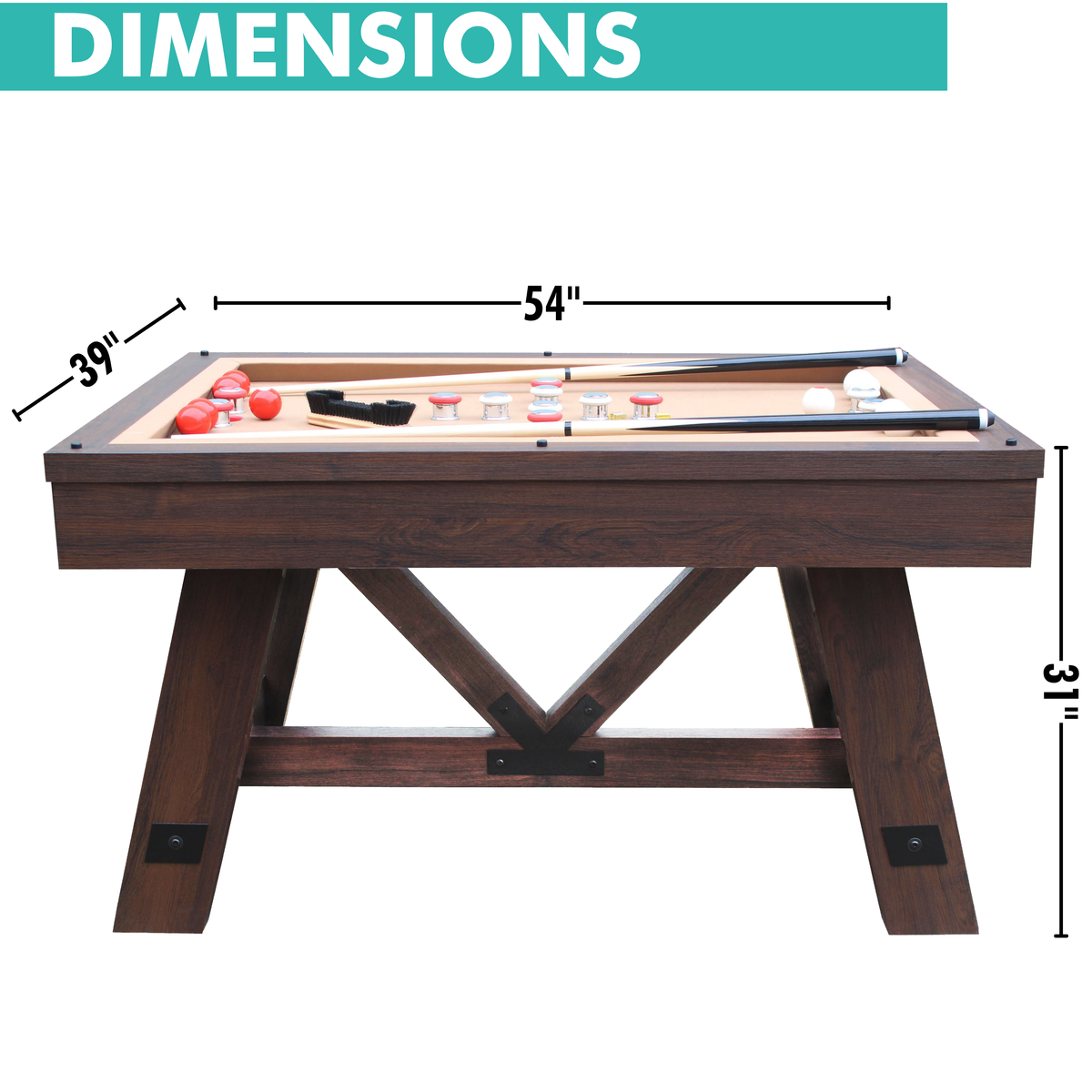 Espresso "Baddah Bing" 54" Bumper Pool Table With Top