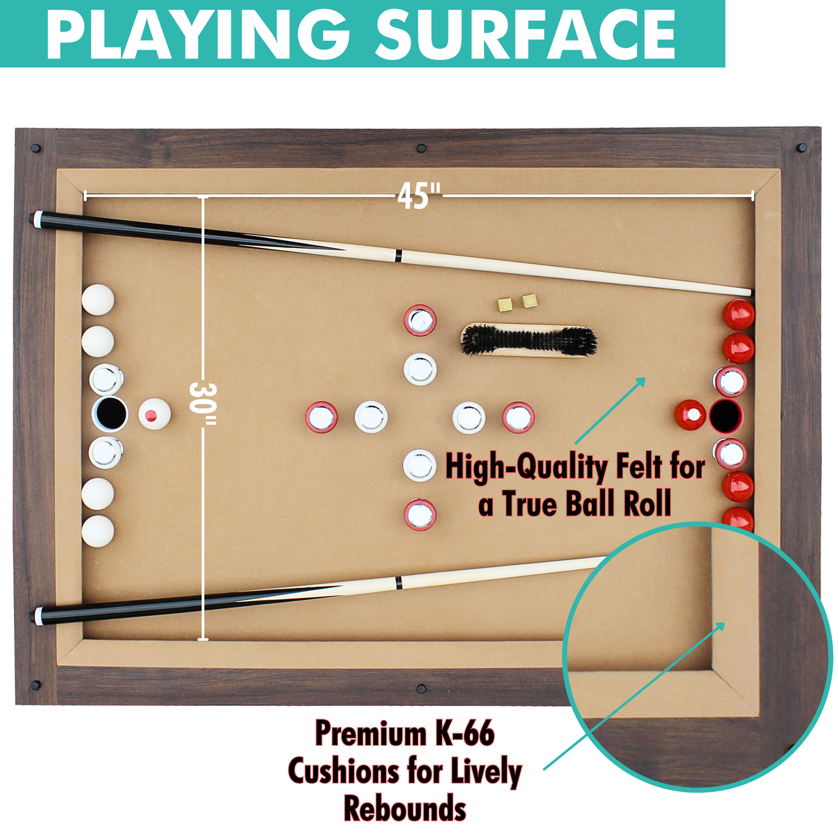 Espresso "Baddah Bing" 54" Bumper Pool Table With Top