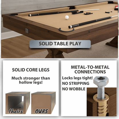 Espresso "The Rockford" 7' Multi-Game Table With Benches