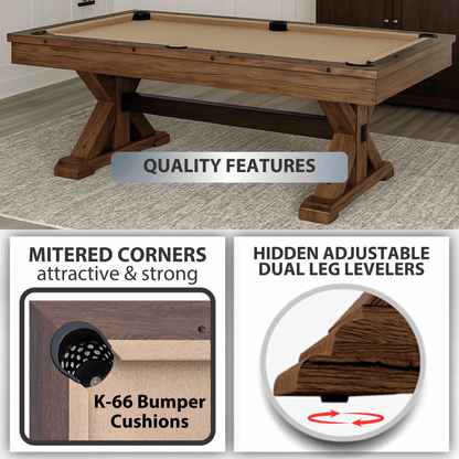 Espresso “The Rockford” 7’ Multi-Game Table Without Benches
