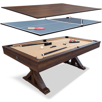 Espresso “The Rockford” 7’ Multi-Game Table Without Benches