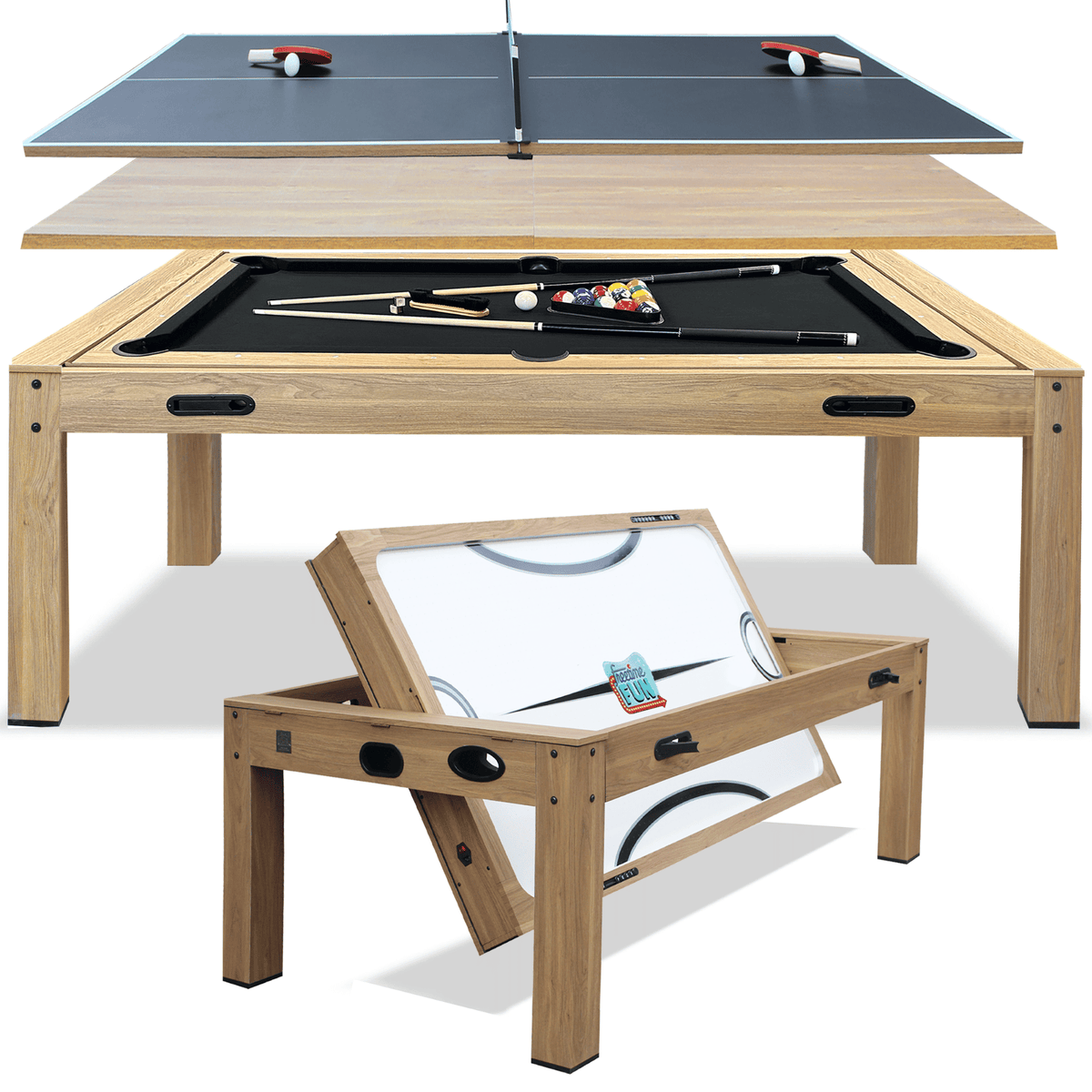Natural Oak “The Transformer” 7’ 4 in 1 Multi-Game Table