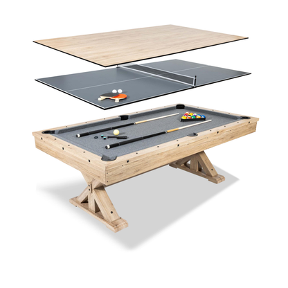 Rustic Oak "The Rockford" 7' Multi-Game Table Without Benches