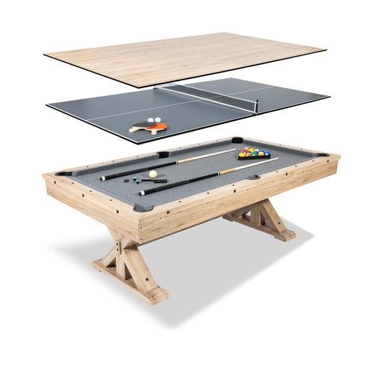 Rustic Oak "The Rockford" 7' Multi-Game Table Without Benches
