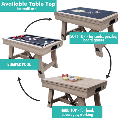 Rustic Oak "Baddah Bing" 54" Bumper Pool Table With Top
