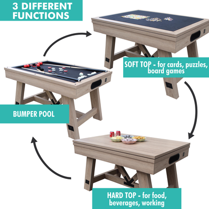 Rustic Oak "Baddah Bing" 54" Bumper Pool Table With Top
